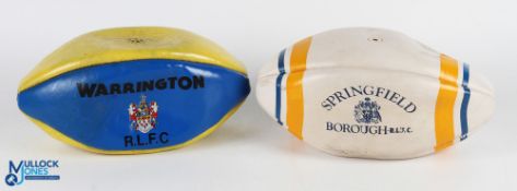 Period Rugby League Balls (2): Warrington R.L.F.C ball with very faint signature, plus a Springfield
