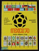 1970 World Cup official Mexico 70 yellow English version programme 128 pages; has signatures (inside