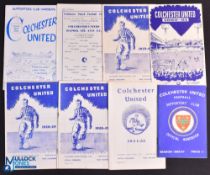 Selection of Colchester Utd home match programmes 1954/55 Grays Athletic (East Anglian Cup), 1958/59