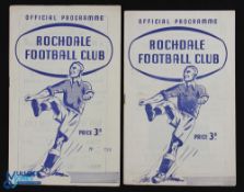 Rochdale v Oldham Athletic Div. 3 (N) 1954/55 and 1956/57 match programmes; fair. (2)