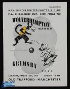 Pre-War 1938/1939 Wolves v Grimsby Town FAC semi-Final at Manchester Utd match programme; slight