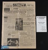 1952 S Africa French Rugby Tour Signed Items (2): Full 8pp clean, crisp itinerary for the tour's