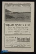 1944/45 Cardiff City v Aberaman War football league (West) 23 September 1944 at Ninian Park; fair/