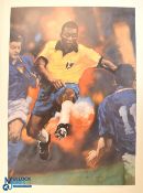 A superb Pele signed Poster by artist C. Michael Dudash with COA, a limited-edition (824 of 1282)