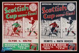 1956 Scottish FAC s/f's match programmes Celtic v Clyde 24 March 1956 at Hampden Park; Hearts v