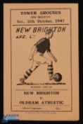 1947/48 New Brighton v Oldham Athletic Div. 3 (N) match programme 11 October 1947 at the Tower