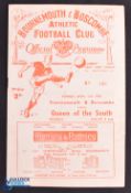 1948/49 Bournemouth & Boscombe v Queen of the South friendly match programme 11 April 1949; fair/