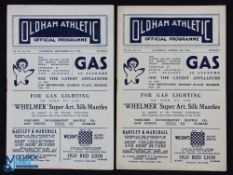1949/50 Oldham Athletic v Crewe Alexandra (31 December), v Southport (11 March) Div. 3 (N) match