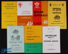 1966-7 Australia in the UK Rugby Programmes (7): v Midland Counties (both East & West), London