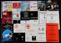1964-2002 Fiji in the UK Rugby Programmes (17): '64 v Wales with 15 Fiji autogs; '70 v W Counties,