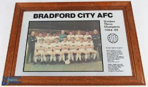 1984/85 Bradford City AFC, division three champions commemorative first team mirror, in a stained