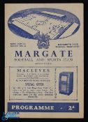 1951/52 Margate v Brighton & Hove Albion friendly match programme 8 March 1952 at Hartsdown Park;