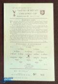 1951/52 Battle of Britain Challenge Cup Wycombe Wanderers v Fulham single sheet 12 September 1951,