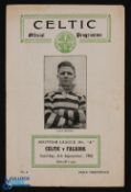 1952/53 Celtic v Falkirk Div. 'A' match programme 6 September 1952; fold, no writing. (1)