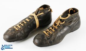 1950s Period Leather Football Boots, size 9 boots with 14 eyes, a good-looking pair with moulded