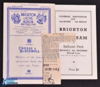1953/54 Brighton & HA v Wrexham FAC replay match programme 16 December 1953 (+ match report, 1-1