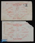 1943/44 War League North Manchester Utd v Bolton Wanderers 18 December 1943 single sheet (corner