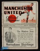 1932/1933 Pre-War Manchester Utd v Chesterfield Div. 2 match programme 8 April 1933; crease,