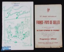 Scarce France v Wales 1957 Rugby Programme & Menu (2): Very hard to find duo, the classic post-