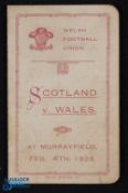 1928 Wales Rugby Itinerary to Scotland: Lovely little foldover buff & red foldover official