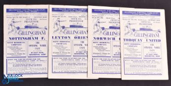 1950/51 Gillingham (1st post war season in league football) home match programmes v Norwich City,