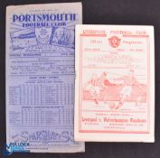 1948/49 Wolverhampton Wanderers away match programmes v Liverpool (6 April 1949), v Portsmouth (16