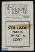 1948/49 Dundee Utd v Celtic Scottish Cup 1st round 22 January 1949; selotape strips to folds, poor/