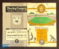 1952/53 Wolverhampton Wanderers v Derby County Div. 1 match programme 24 January 1953; Derby