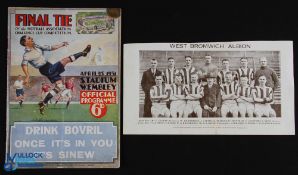 1931 FA Cup Final match programme West Bromwich Albion v Birmingham City at Wembley 25 April 1931;