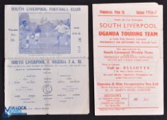 1949 South Liverpool v Nigeria FA XI friendly match at Holly Park under floodlights 28 September