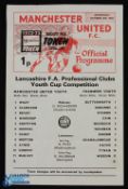 1972/73 Lancashire FA Youth Cup Manchester Utd Youth v Tranmere Rovers Youth single sheet match