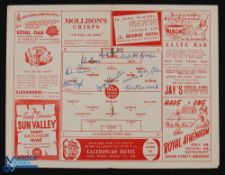1950/51 Autographed Aberdeen v Manchester Utd friendly match programme at Pittodrie 25 September