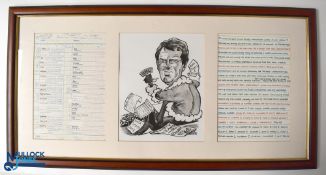 John Motson display which includes hand written player information and statistics from the 2004 FA