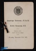 1921 Dublin Univ v Cambridge Univ Signed Rugby Menu: autographed by about 30 after this Anglo-