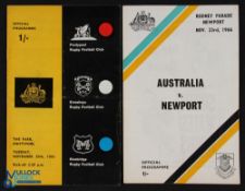 1966-7 Australia in Wales Rugby Programmes (2): The issues v Newport & v Pontypool/Cross Keys/