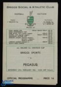 1953/54 FA Amateur Cup Briggs Sports v Pegasus match programme 27 February 1954, 4 page; team