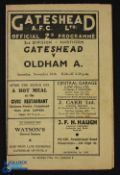 1950/51 Gateshead v Oldham Athletic Div. 3 (N) match programme 18 November 1950; fold out type,