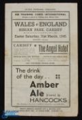 1945 Wales v England Air Training Corps international (the 1st) match programme 31 March 1945 at