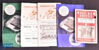 Collection of Manchester Utd programmes homes 1952/53 Manchester City (creased), Sheffield Wednesday