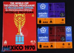 TICKETS: 1970 World Cup match ticket England v Rumania 2 June 1970 at the Jalisco Stadium; has fold;