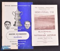 1953 FAC s/f's match programmes Spurs v Blackpool 21 March 1953 at Villa Park; Everton v Bolton