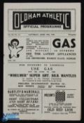 1948/49 Oldham Athletic v Hartlepools Utd Div. 3 (N) programme, scarce issue print in black (