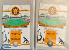 Selection of Wolverhampton Wanderers home floodlit friendly match programmes 1953/54 South Africa (
