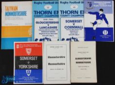 County Championship etc Rugby Programmes (7): Interesting range, 1966-mid 1990s, Glos v Mon 1966 &