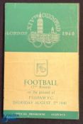 Olympic games football section programmes 1948 Great Britain v France (at Fulham 5 August 1948);