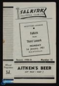 1950/51 Falkirk v Third Lanark Div. 'A' match programme 1 January 1951; slight crease, overall