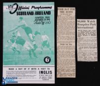 1946 Scotland v Ireland international match programme 27 November 1946 at Hampden Park; good for
