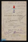 1934 Inter-Services Signed Rugby Menu: Hotel Metropole London Menu signed by about 50 of the guests