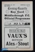 1947/48 Middlesbrough v Sheffield Utd Div. 1 match programme 3 September 1947, 4 page, team