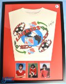 1994 Football World Cup T-Shirt signed by George Best with three photographs and COA, frame size